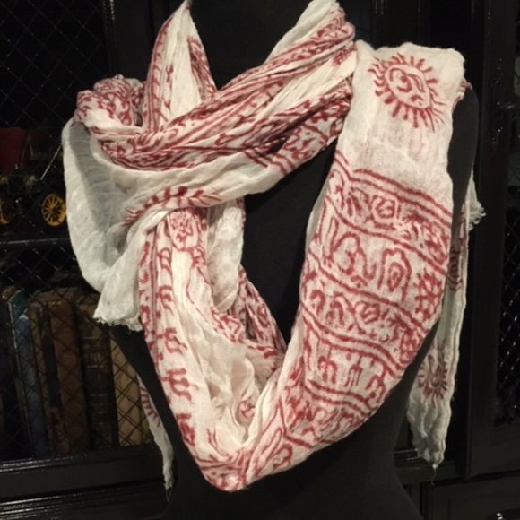 **Lovely Hindi Scarf from India Beliefs & Ideals Symbols Natural Fibers 35"x 76" - Picture 5 of 16